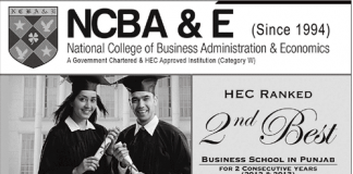 National College of Business Administration and Economics (NCBA&E) Admissions
