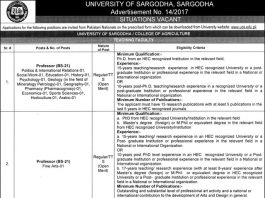 Faculty Required at University of Sargodha