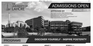 Admissions Open at The University of Lahore