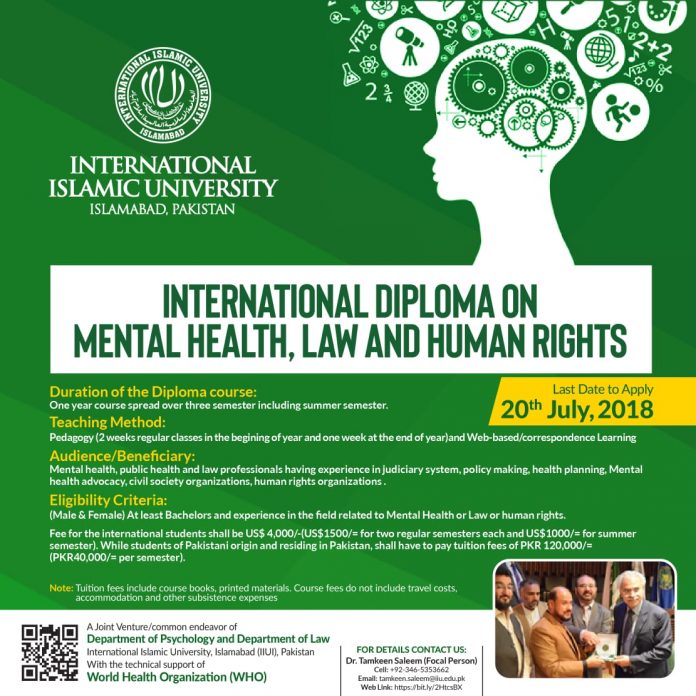 International Diploma on Mental Health Law And Human Rights Admissions Open