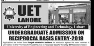 Admissions Open at University of Engineering and Technology (UET)