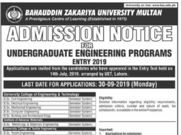 Admissions Open at Bahauddin Zakariya University, Multan